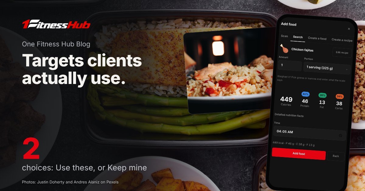Cover: the headline over a photo of meal-prep containers with salmon, asparagus, shrimp and sweet potatoes, beside a second photo of a plate of rice with chicken and vegetables and an app screen on a phone.