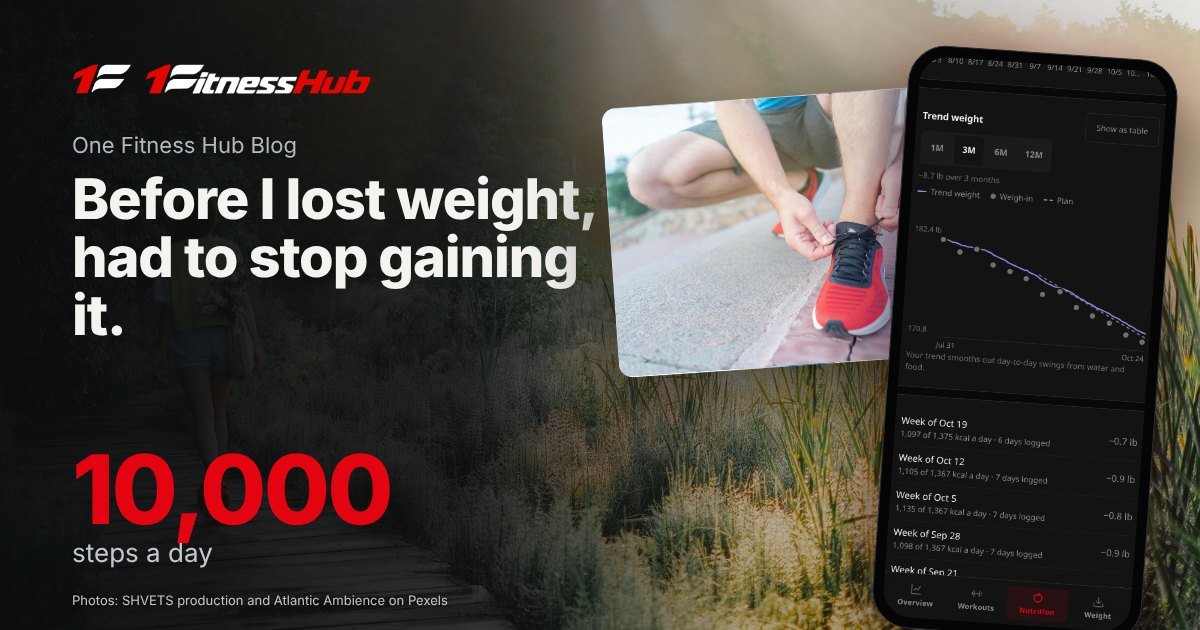 Cover: the headline over a photo of a woman walking a wooden path through sunlit grass, beside a second photo of hands tying a red sneaker on a paved path and an app screen on a phone.