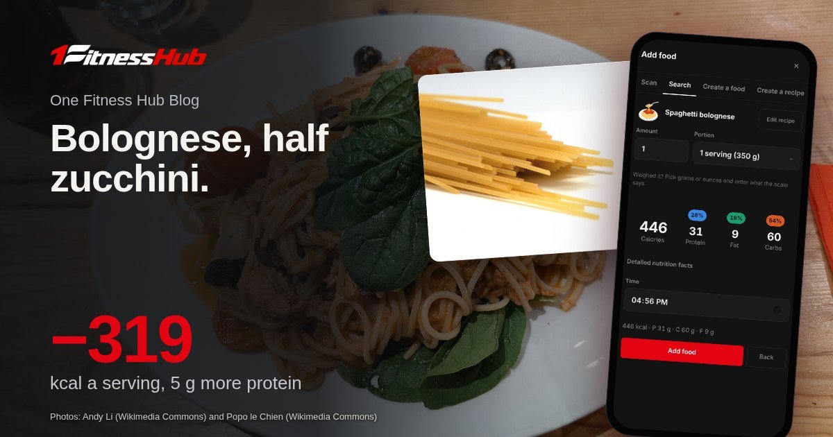 Cover: the headline over a photo of a plate of spaghetti with sauce, beside a second photo of uncooked spaghetti against a white background and an app screen on a phone.