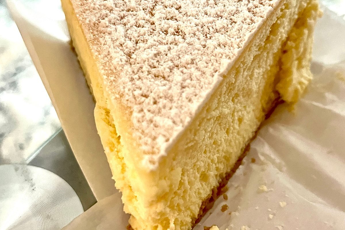 A slice of cheesecake.