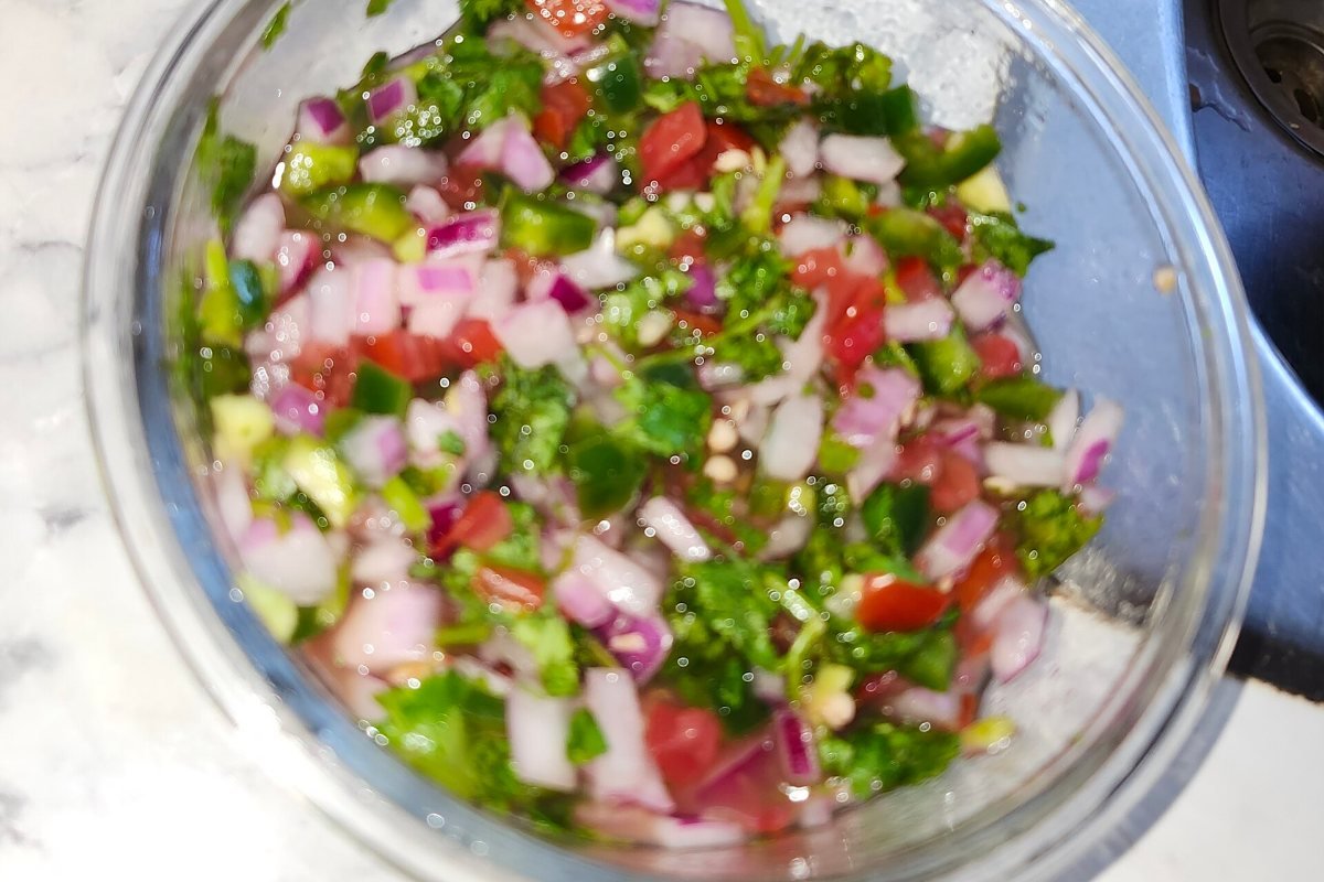 A bowl of pico de gallo.