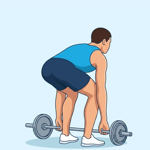 Conventional barbell deadlift — Exercise illustration