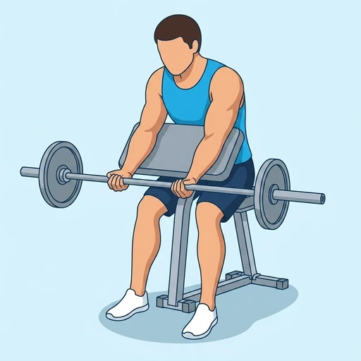 Barbell preacher curl — Exercise illustration