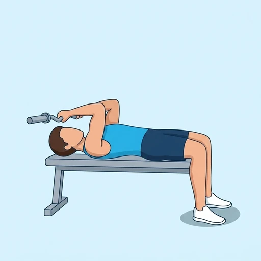 Extensión de tríceps con barra tumbado: Ilustración del ejercicio (peak)