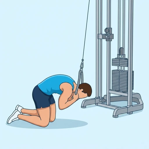 Crunch de rodillas en polea: Ilustración del ejercicio (peak)