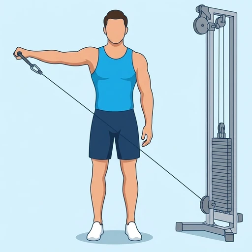 Elevación lateral a una mano en polea: Ilustración del ejercicio (peak)