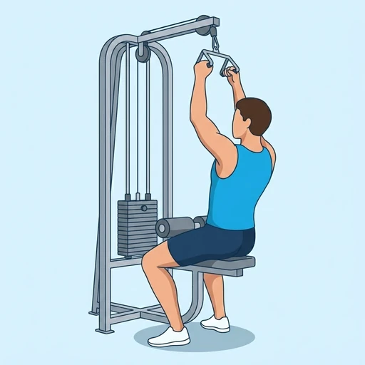 Cable neutral grip lat pulldown — Exercise illustration