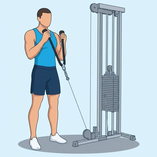 Curl martillo con cuerda en polea: Ilustración del ejercicio (peak)