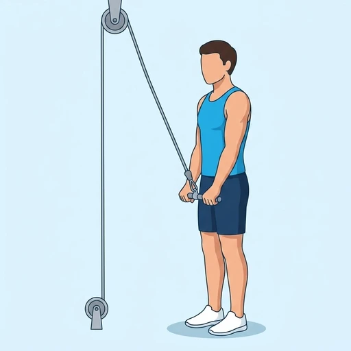 Extensión de tríceps con cuerda en polea: Ilustración del ejercicio (peak)