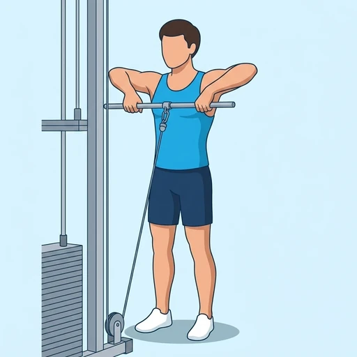 Remo al mentón con polea: Ilustración del ejercicio (peak)
