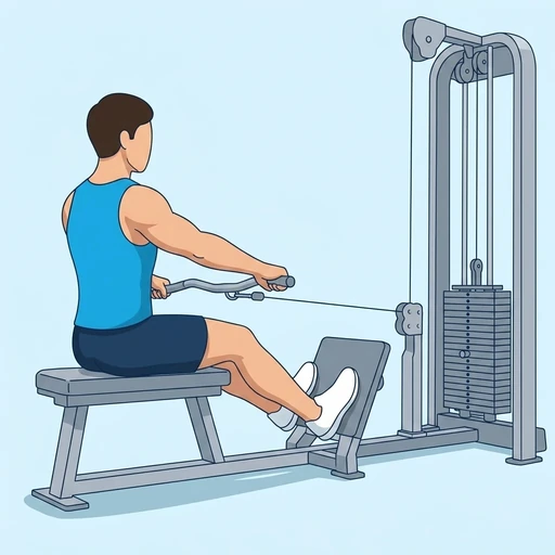 Cable wide grip seated row — Exercise illustration