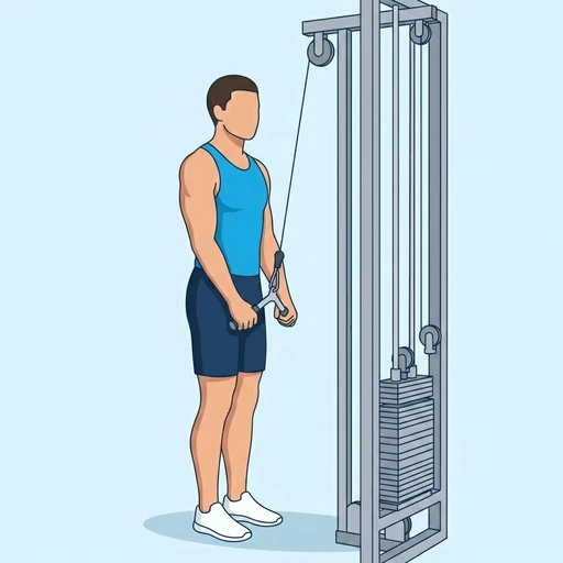 V/Y-bar cable triceps pushdown: Exercise illustration (peak)