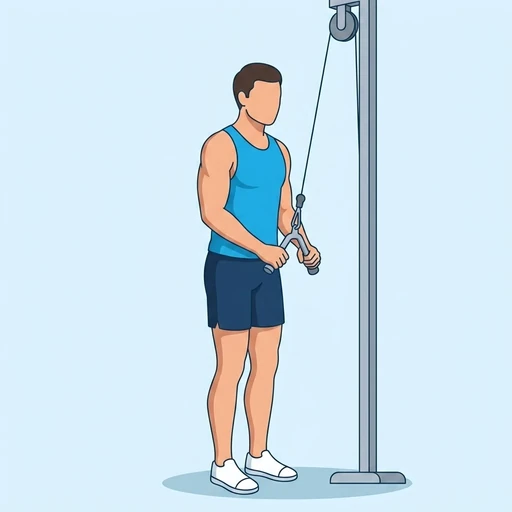 V/Y-bar cable triceps pushdown — Exercise illustration