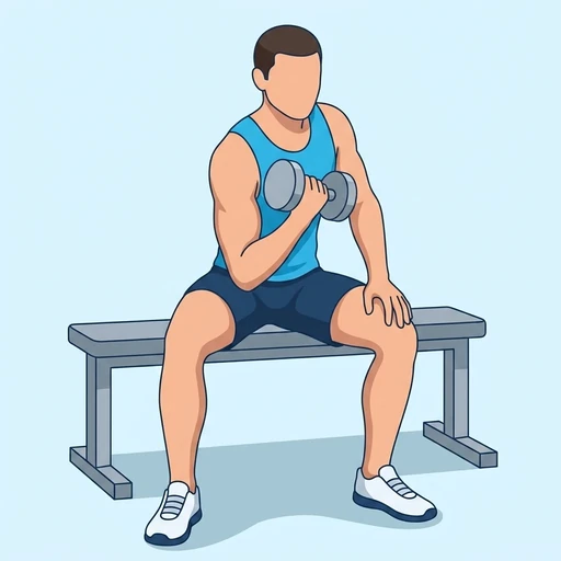 Curl concentrado con mancuerna: Ilustración del ejercicio (peak)