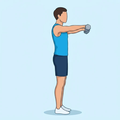Dumbbell front raise: Exercise illustration (peak)