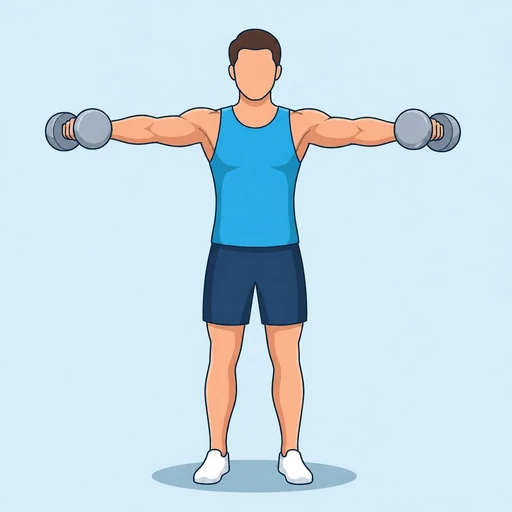 Elevación lateral con mancuernas: Ilustración del ejercicio (peak)