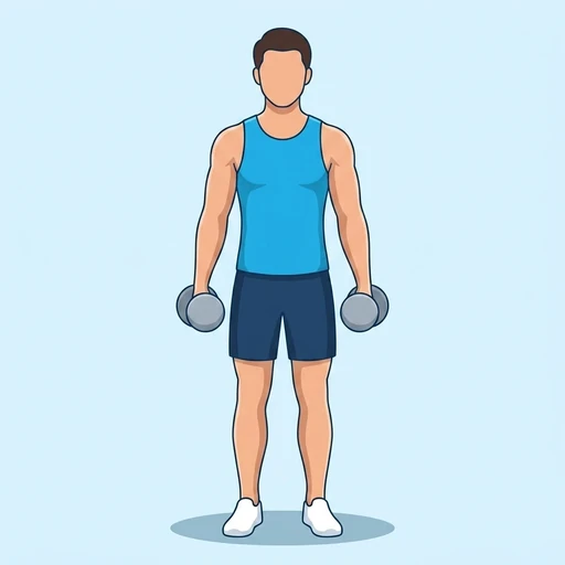 Elevación lateral con mancuernas: Ilustración del ejercicio (start)