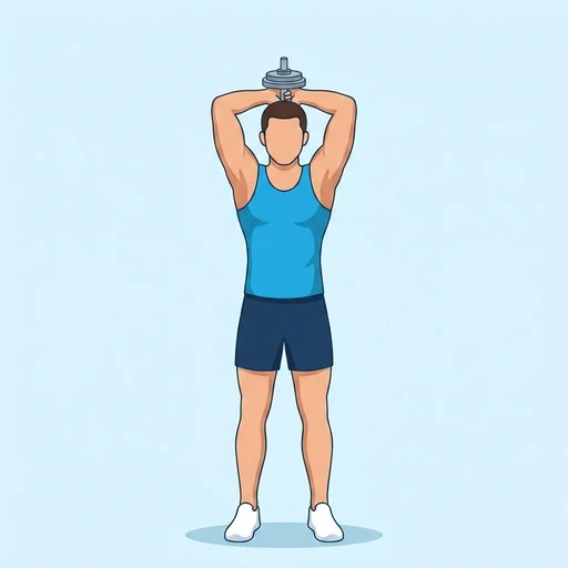 Extensión de tríceps sobre la cabeza con mancuerna: Ilustración del ejercicio (peak)