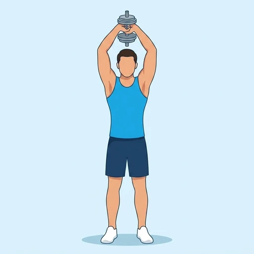 Extensión de tríceps sobre la cabeza con mancuerna: Ilustración del ejercicio (start)