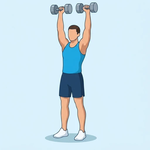 Standing dumbbell shoulder press: Exercise illustration (peak)