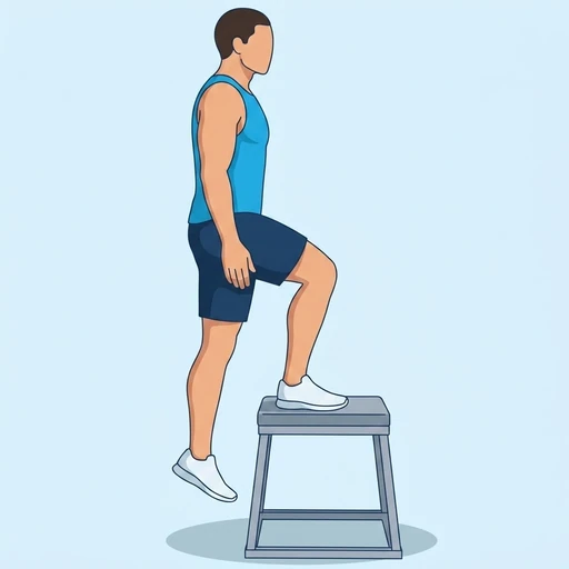 Dumbbell step-up: Exercise illustration (peak)