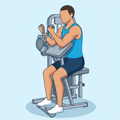Machine bicep curl: Exercise illustration (peak)