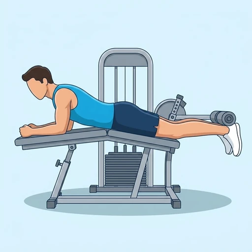 Machine pin loaded lying leg curl — Exercise illustration